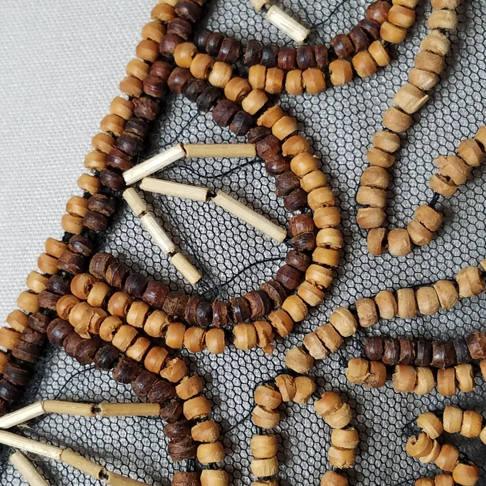 Western Wear Vintage Beaded Collar Wooden Beads Parade Photos Bohemian - Picture 4 of 5